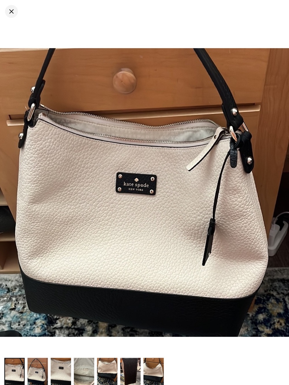 kate spade Two-Tone Pebbled Leather Shoulder Bag - Cream & Black